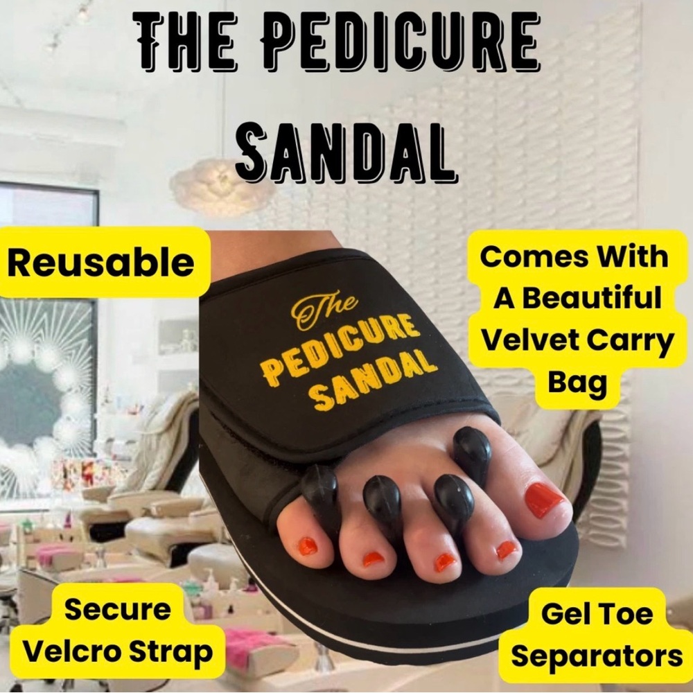 Black Pedicure Sandal with Gel Toe Separators